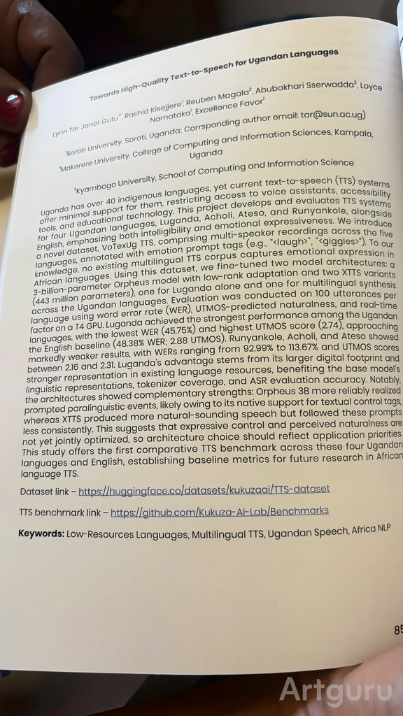 Abstract of the paper Towards High-Quality Text-to-Speech for Ugandan Languages